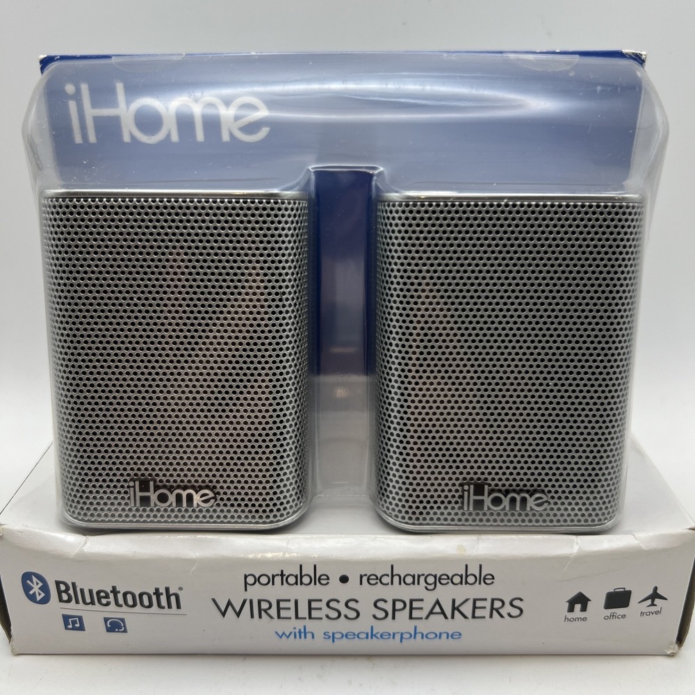 iHome iDM14S Portable Rechargeable Wireless Bluetooth Speakers Silver READ